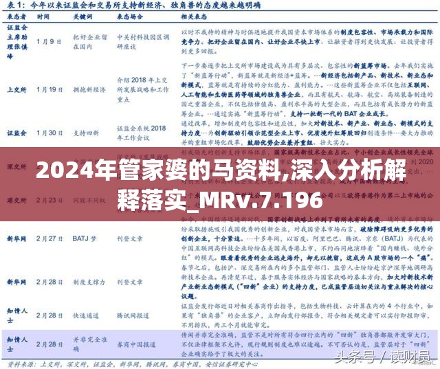 2024年管家婆的马资料,2024年管家婆的马资料详解